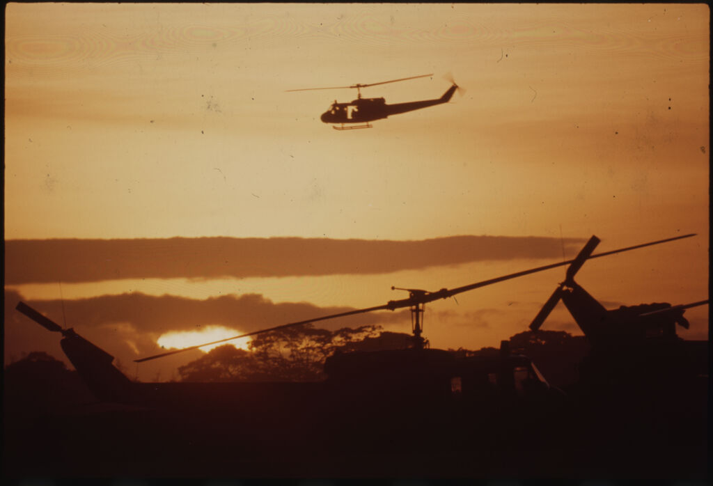 Untitled (Helicopters Silhouetted Against Setting Sun, Vietnam)