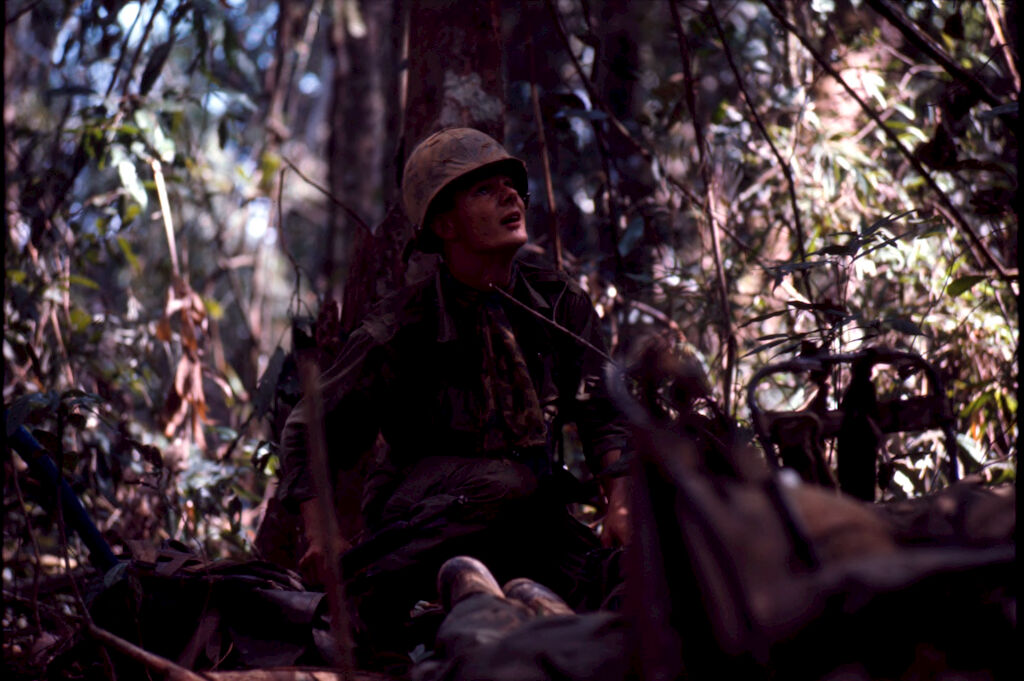 Untitled (Soldier On Lookout In Jungle During Fighting In Central Highlands Near Dak To, Vietnam)