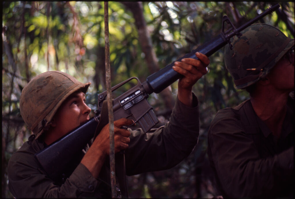 Untitled (Soldiers Aiming Guns Upward During Fighting In Central Highlands Near Dak To, Vietnam)