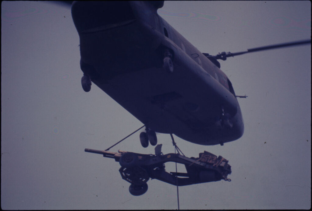 Untitled  (Chinook Helicopter Lifting 105Mm Howitzer, Vietnam)