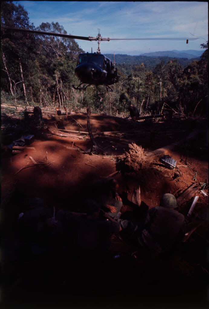 Untitled (Helicopter Flying Into Clearing Near Top Of Hill 882, Central Highlands Near Dak To, Vietnam)