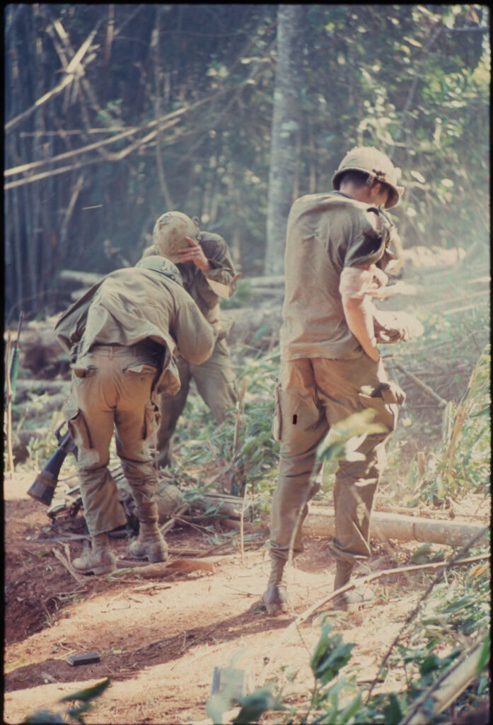 Untitled (Three Soldiers In Jungle Of Central Highlands Near Dak To, Vietnam)