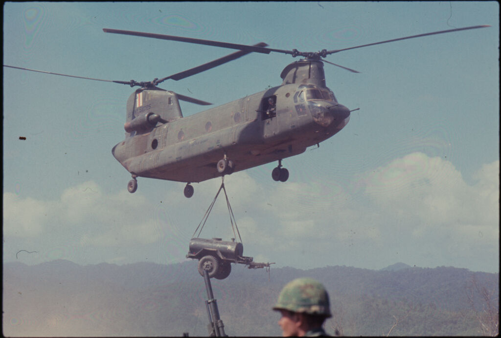 Untitled (Chinook Helicopter Carrying Artillery, Vietnam)