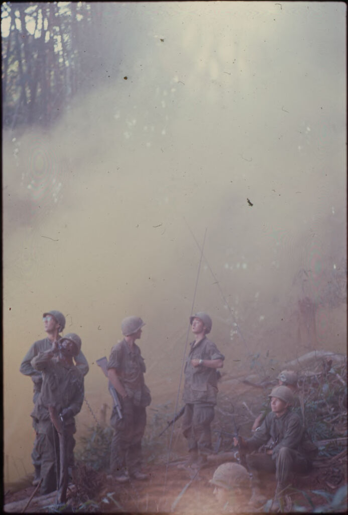Untitled (Soldiers In Jungle Surrounded By Rising Smoke Or Dust, Central Highlands Near Dak To, Vietnam)