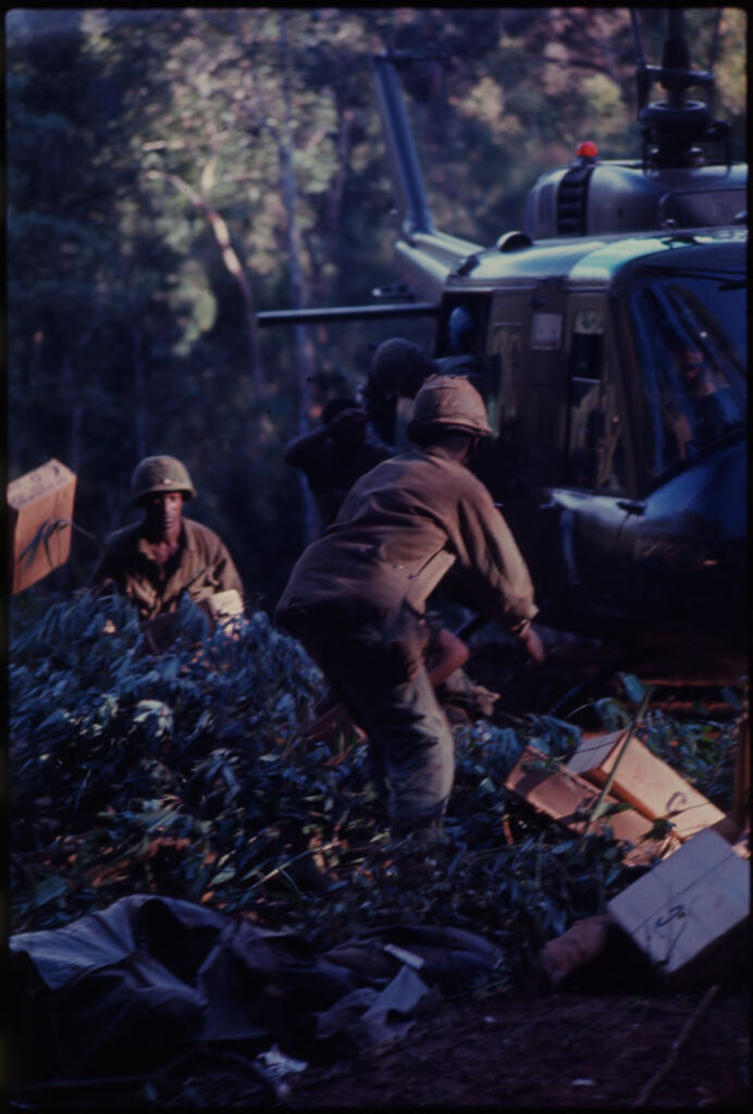 Untitled (Helicopter Delivering Supplies During Fighting In Central Highlands Near Dak To, Vietnam)