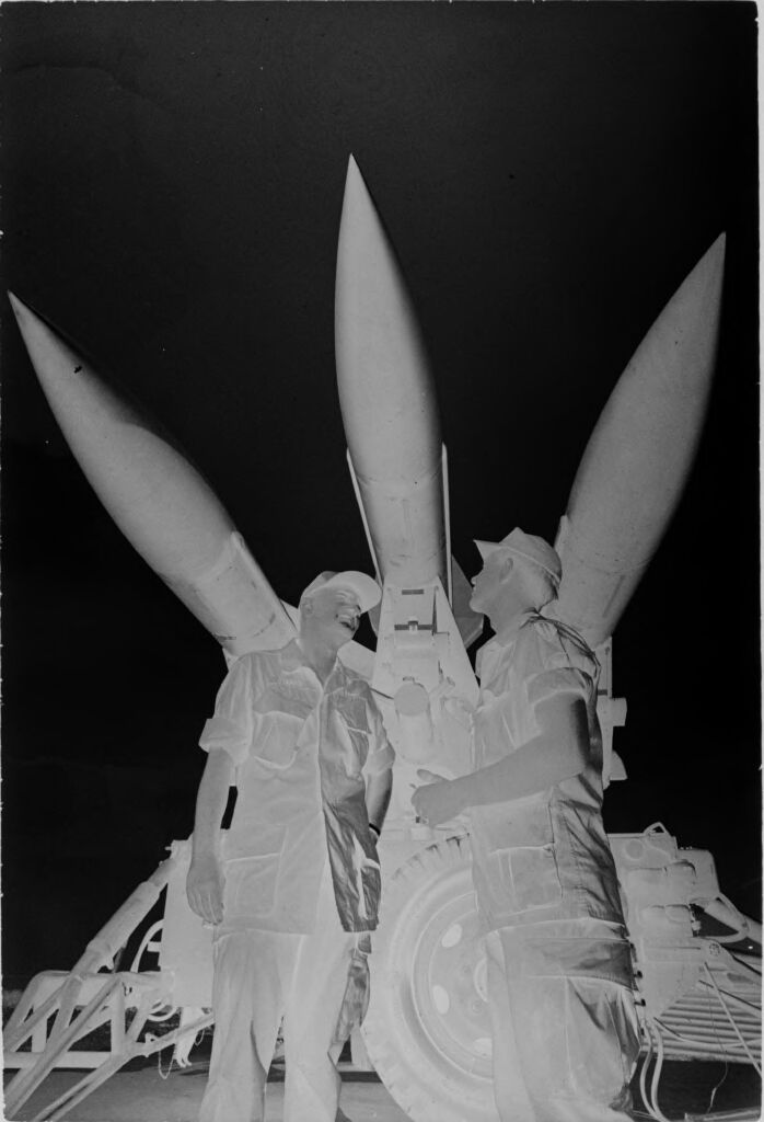Untitled (Two Soldiers Standing Under Hawk Missile, Nha Trang Harbor, Vietnam)