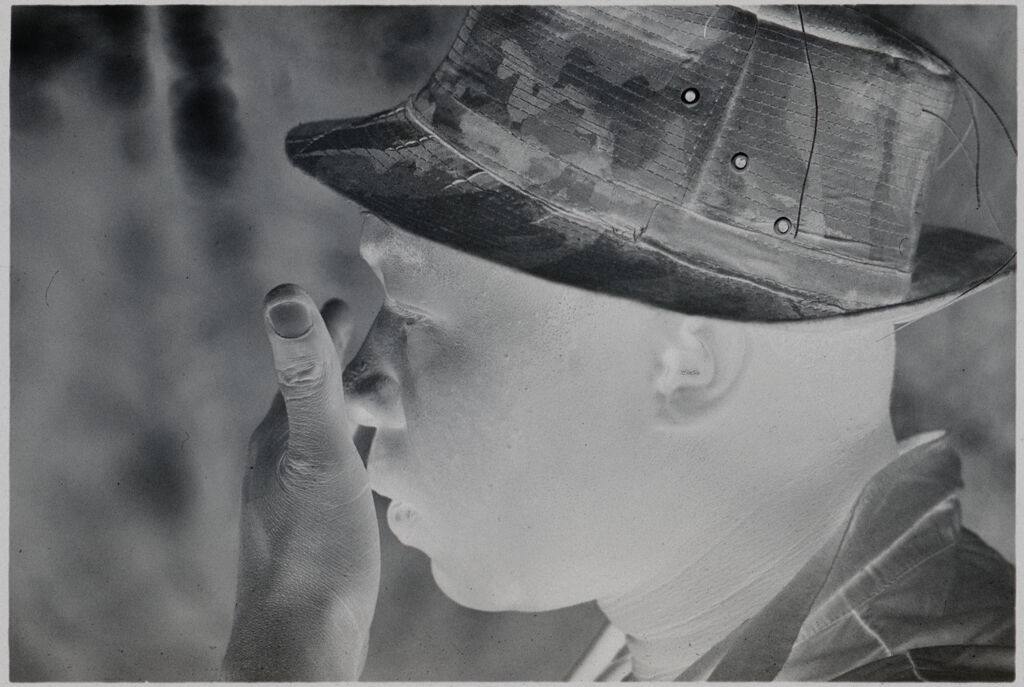 Untitled (Profile Of Soldier In Camouflage Hat, Vietnam)