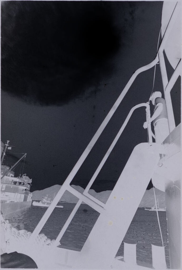 Untitled (Soldier Standing At Top Of Stairs On Deck Of Ship, Vietnam)