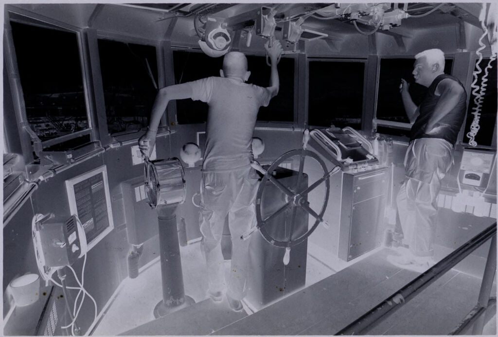 Untitled (Two Soldiers Inside Control Room Of Ship, Vietnam)
