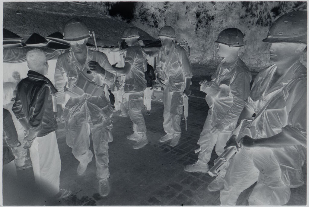 Untitled (Soldiers Wearing Combat Gear Standing In Group Outside, Vietnam)