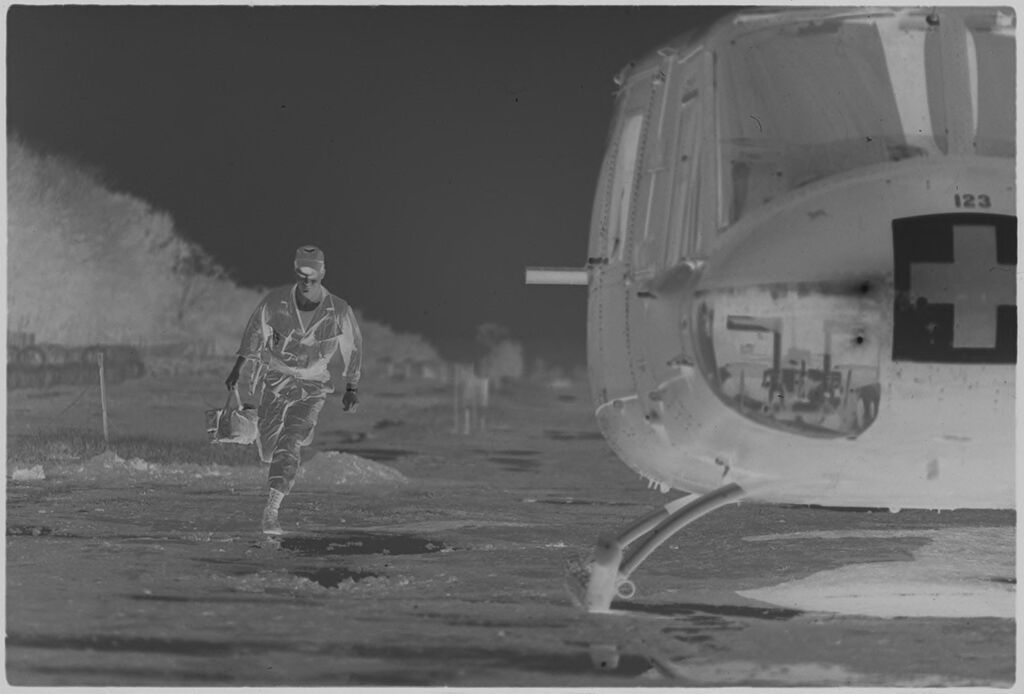 Untitled (Soldier Walking Toward Medevac Helicopter, Vietnam)