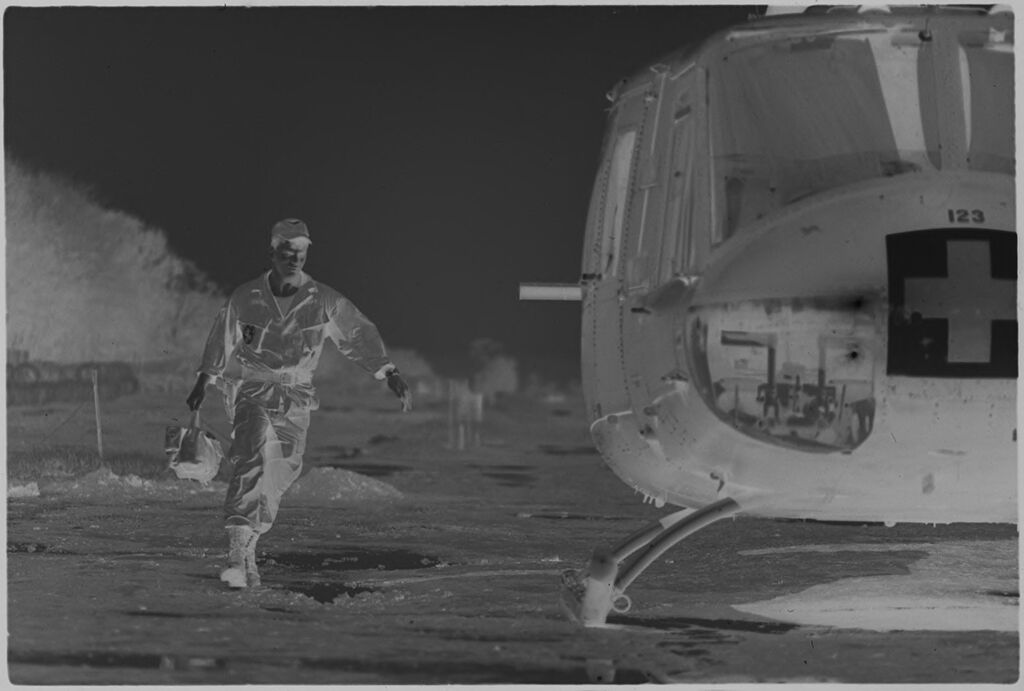 Untitled (Soldier Running Toward Medevac Helicopter, Vietnam)