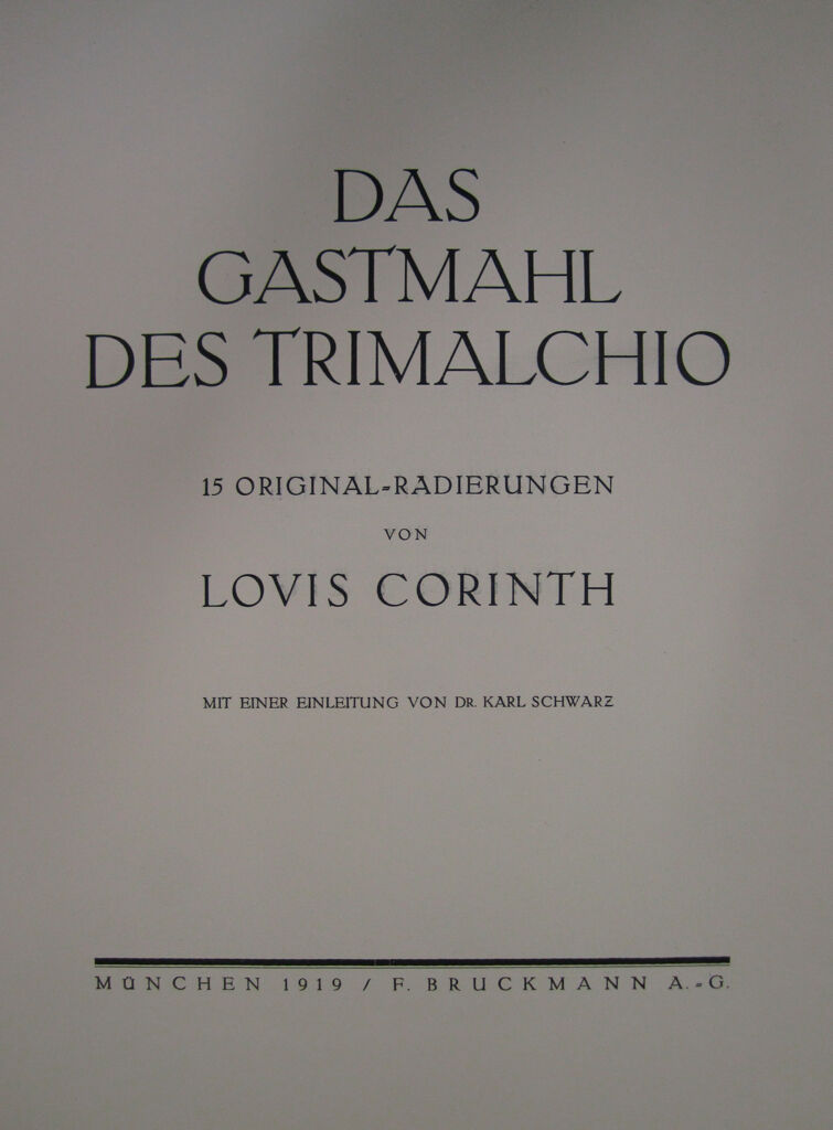 Title Page: The Dinner Of Trimalchio