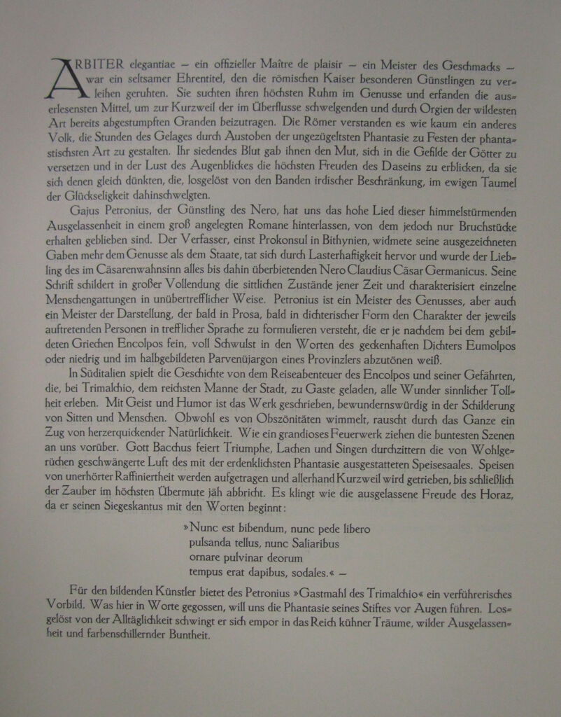 Introductory Page: The Dinner Of Trimalchio